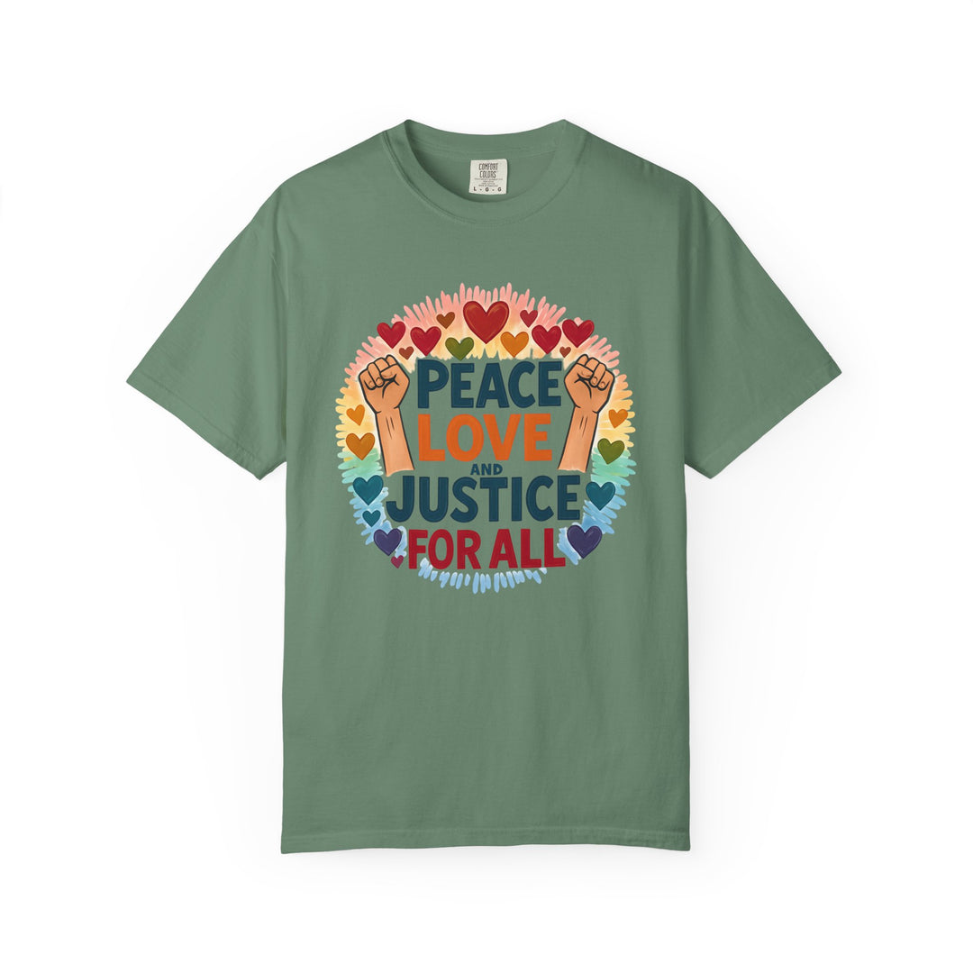 Peace Love and Justice for All TShirt  Social Justice Shirt Equality Activist Tee Pride-Inspired Protest Shirt Unisex Statement Graphic Tee