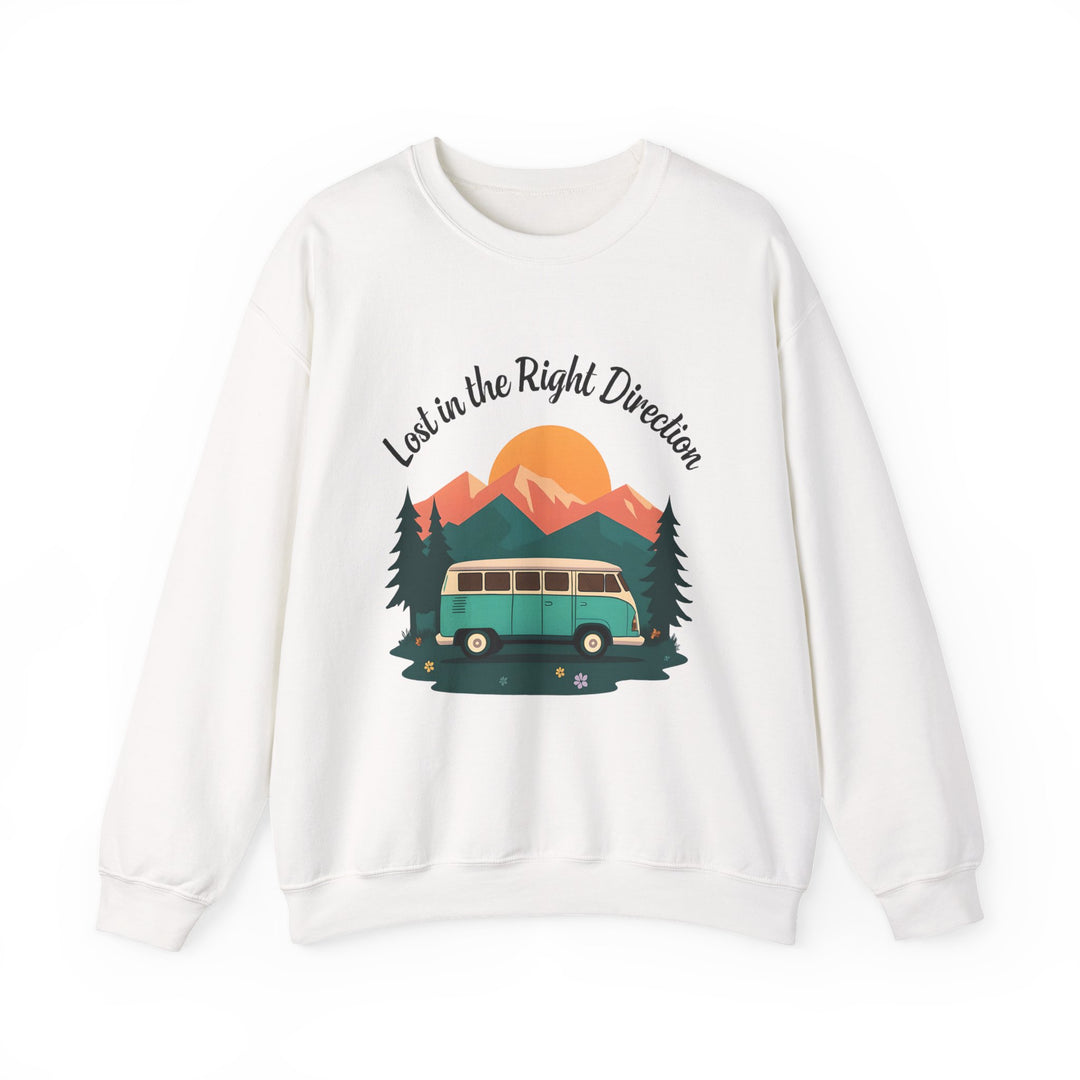 Lost in the Right Direction Sweatshirt Retro Adventure Van Camping Pullover Wanderlust Boho Travel Crewneck Nature Road Trip Hiking Shirt- Ten & Timber