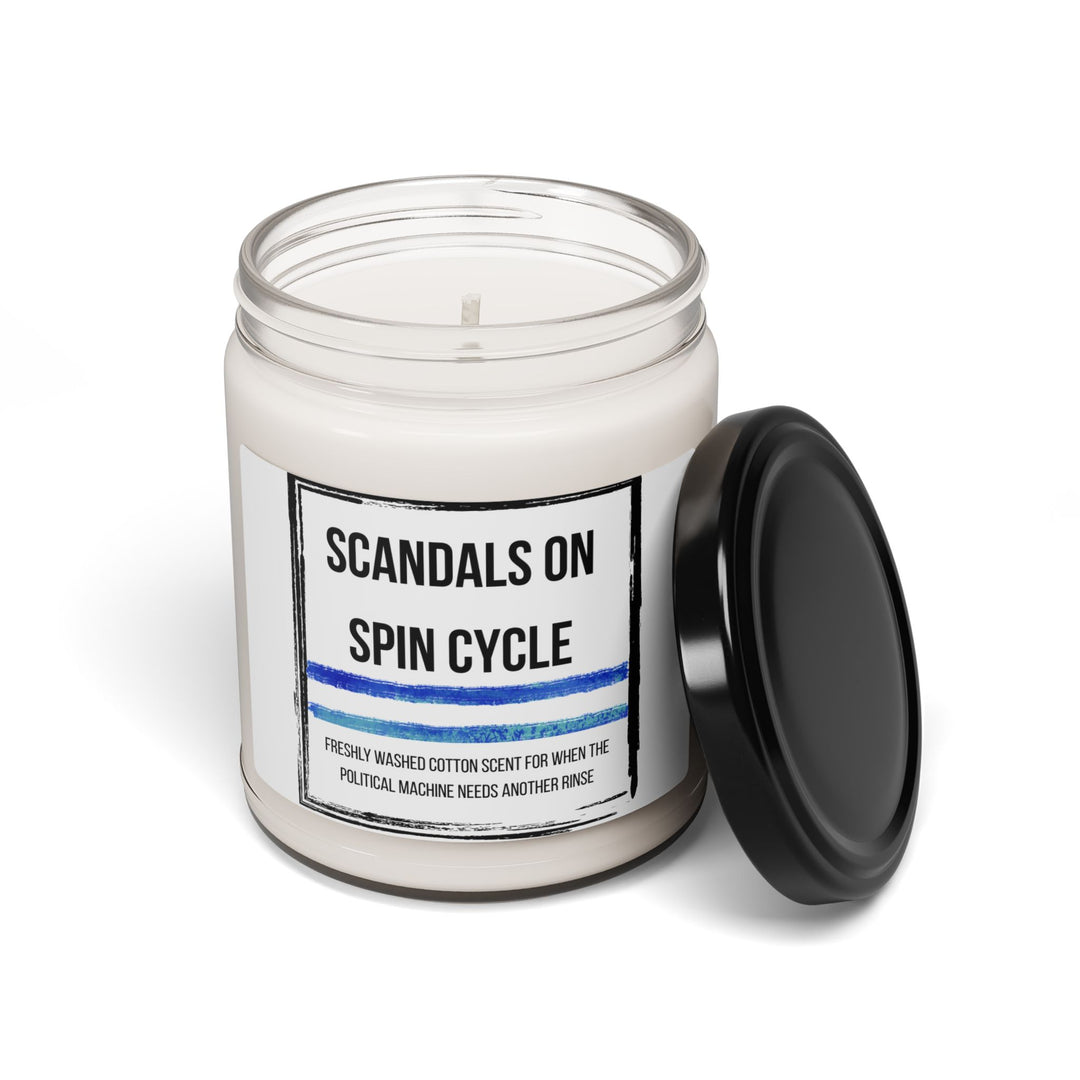 Scandals on Spin Cycle Candle | Scented Soy Candle for Political Humor, Gift for Activists, Home Decor, Relaxation, Self-Care- Ten & Timber
