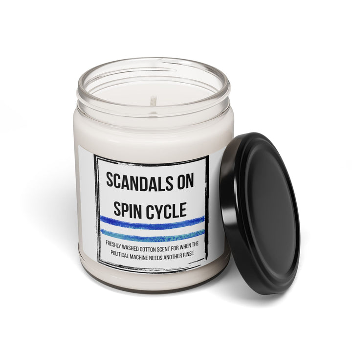 Scandals on Spin Cycle Candle | Scented Soy Candle for Political Humor, Gift for Activists, Home Decor, Relaxation, Self-Care- Ten & Timber
