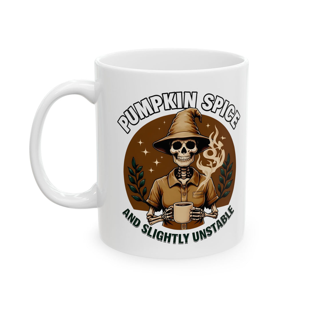 Pumpkin Spice & Slightly Unstable Mug Funny Skeleton Witch Coffee Cup Spooky Fall Halloween Drinkware for Pumpkin Spice Lovers- Ten & Timber