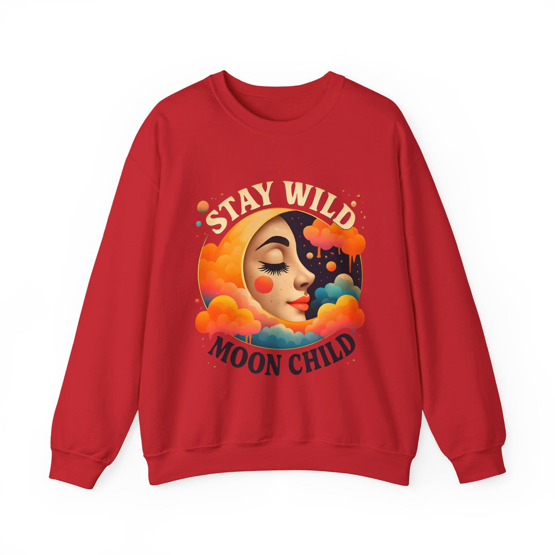 Stay Wild Moon Child Sweatshirt Boho Celestial Pullover Retro Cosmic Moon Crewneck Spiritual Starry Night Sweater- Ten & Timber