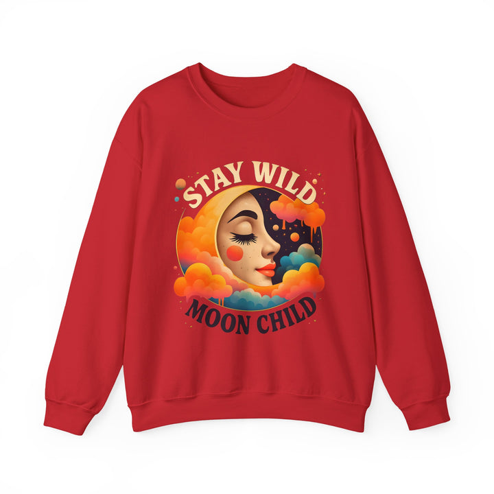 Stay Wild Moon Child Sweatshirt Boho Celestial Pullover Retro Cosmic Moon Crewneck Spiritual Starry Night Sweater- Ten & Timber