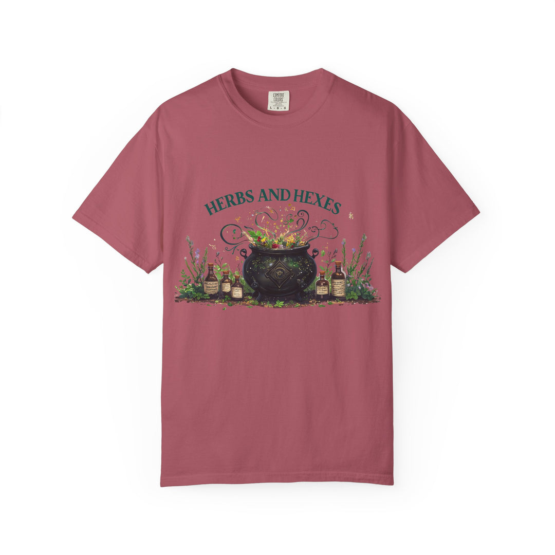 Herbs and Hexes TShirt Witchy Botanical Graphic Tee Magical Cauldron Shirt Halloween Herb Lover Gift Unisex Witch core Top- Ten & Timber