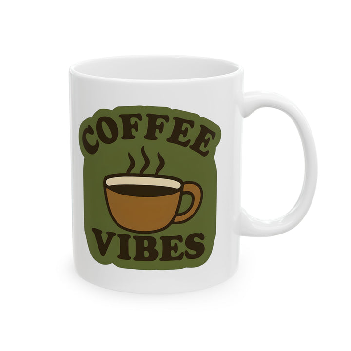 Coffee Vibes Mug Retro Green & Brown Coffee Cup Cute Gift for Coffee Lovers