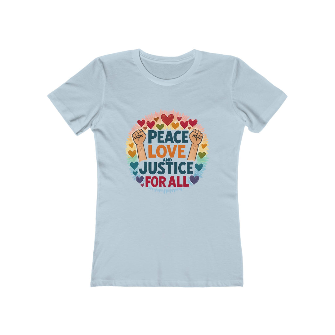 Peace Love and Justice for All T-Shirt | Rainbow Equality Activist Tee- Ten & Timber