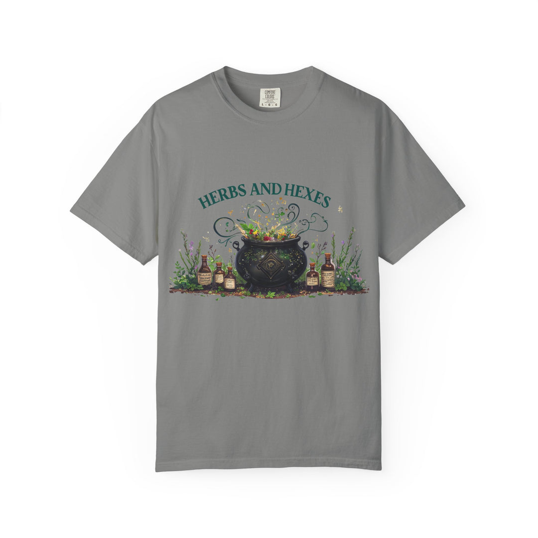 Herbs and Hexes TShirt Witchy Botanical Graphic Tee Magical Cauldron Shirt Halloween Herb Lover Gift Unisex Witch core Top- Ten & Timber
