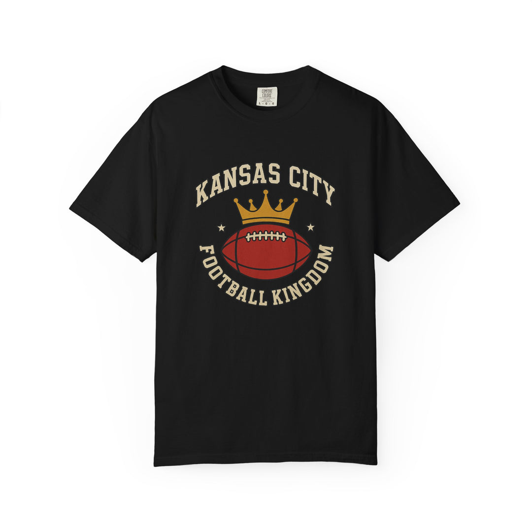 Kansas City Football Kingdom T-Shirt KC Crown and Football Graphic Tee- Ten & Timber