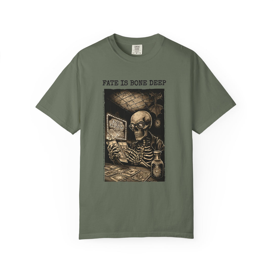 Fate Is Bone Deep TShirt Gothic Skeleton Tarot Tee Dark Occult Fortune Teller Shirt Bone Readings Unisex Graphic Top- Ten & Timber