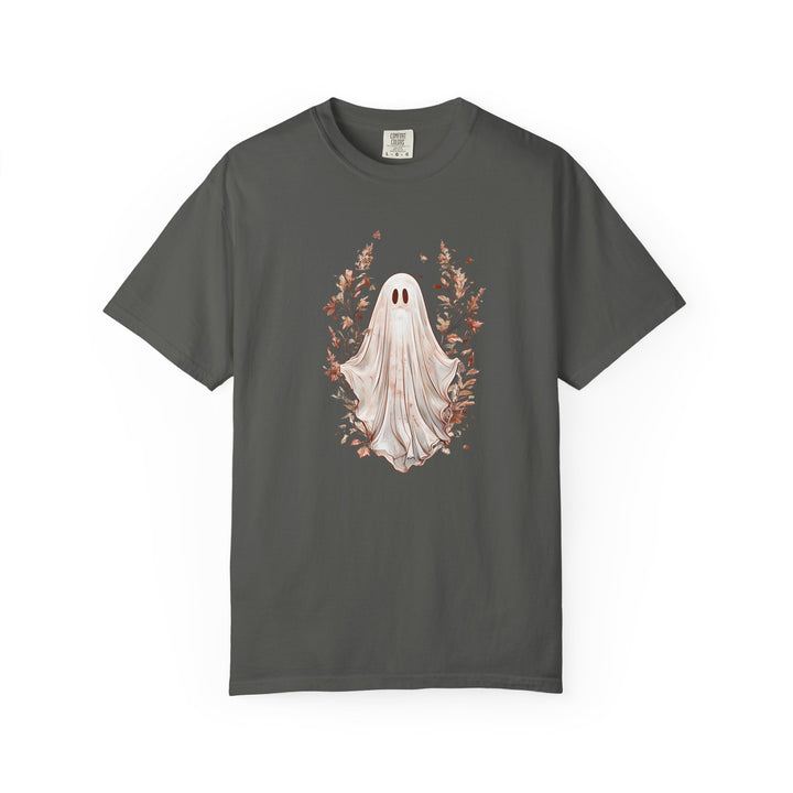 Boho Ghost T-Shirt Cozy Autumn Halloween Tee with Neutral Fall Florals, Aesthetic Spooky Season Shirt for Women- Ten & Timber