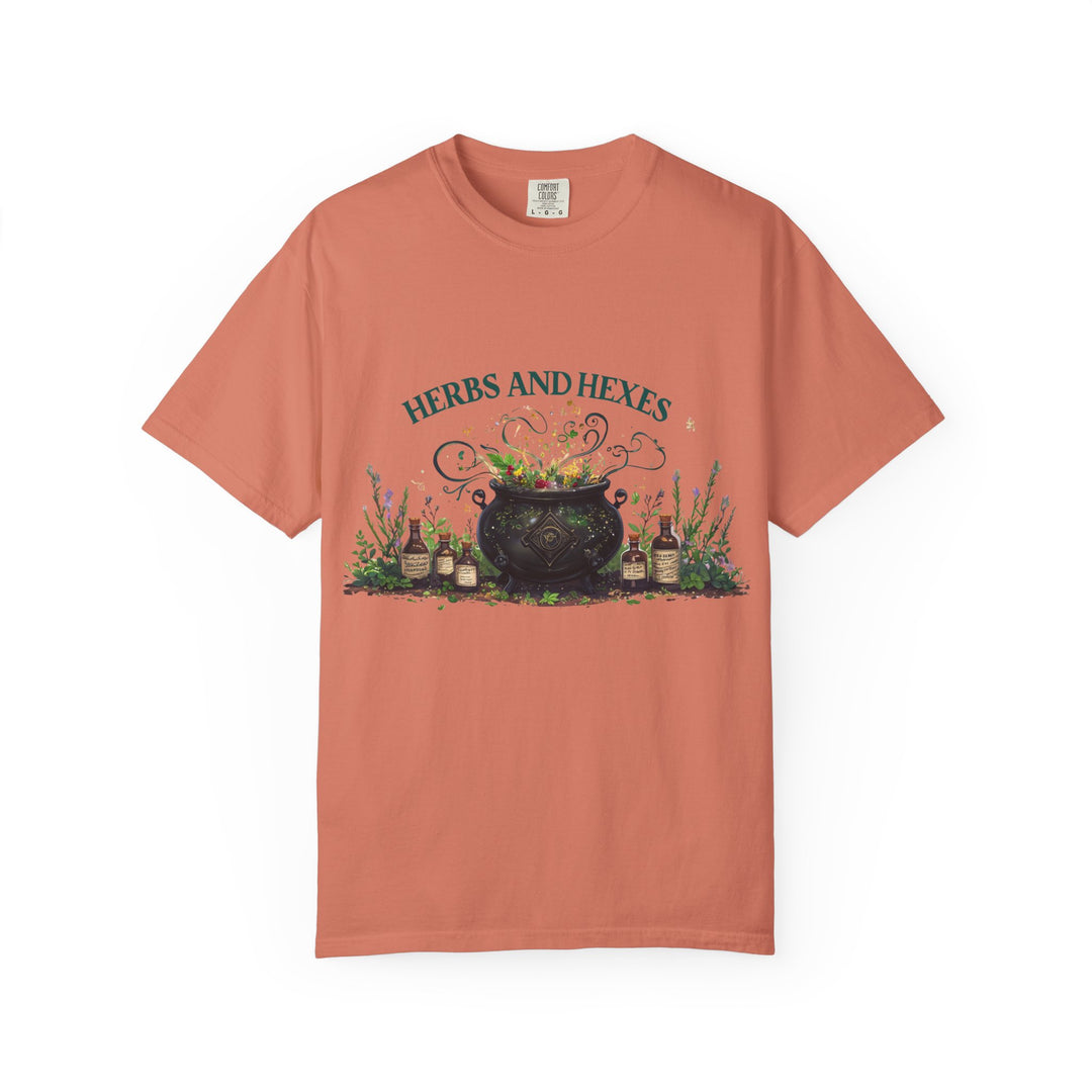 Herbs and Hexes TShirt Witchy Botanical Graphic Tee Magical Cauldron Shirt Halloween Herb Lover Gift Unisex Witch core Top- Ten & Timber