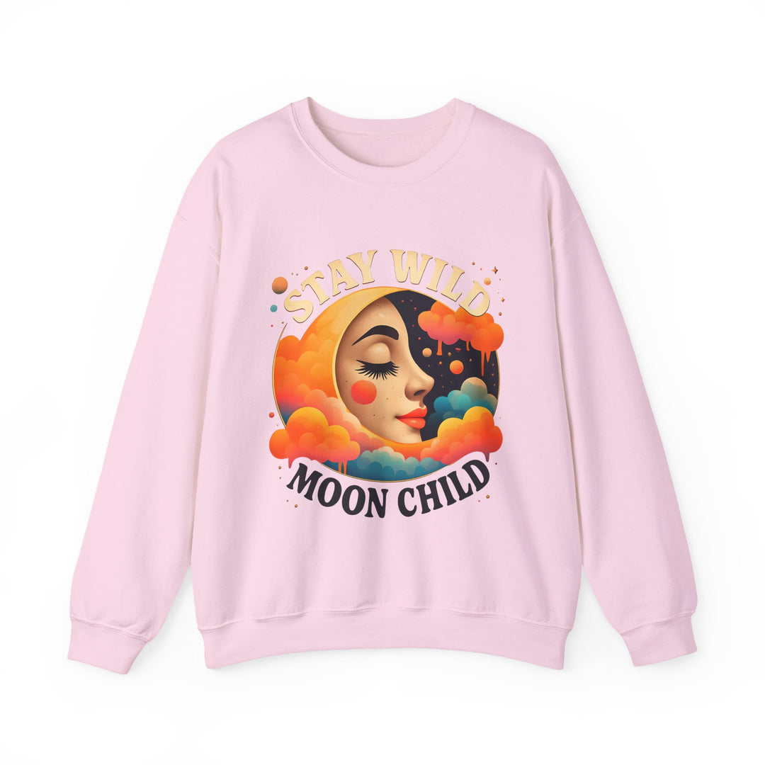 Stay Wild Moon Child Sweatshirt Boho Celestial Pullover Retro Cosmic Moon Crewneck Spiritual Starry Night Sweater- Ten & Timber