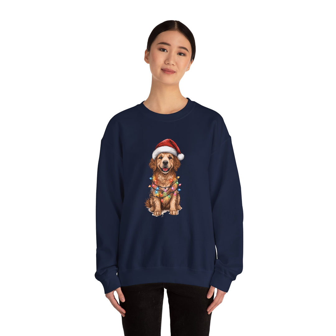 Golden Retriever Christmas Lights Sweatshirt | Cute Dog Santa Holiday Crewneck