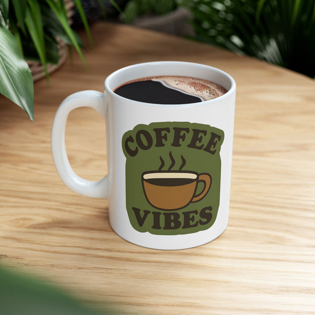 Coffee Vibes Mug Retro Green & Brown Coffee Cup Cute Gift for Coffee Lovers- Ten & Timber