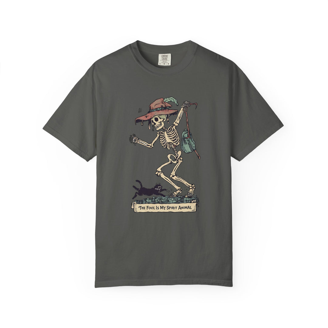 The Fool Is My Spirit Animal TShirt Skeleton Tarot Card Tee Witchy Goth Shirt Halloween Occult Graphic Unisex Top- Ten & Timber
