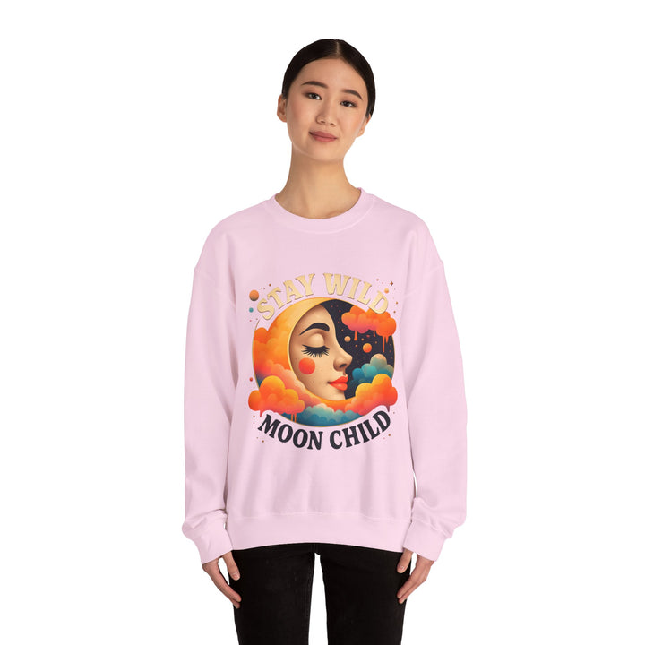 Stay Wild Moon Child Sweatshirt Boho Celestial Pullover Retro Cosmic Moon Crewneck Spiritual Starry Night Sweater- Ten & Timber