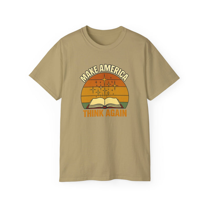 Retro Open Book Tee, Inspiring Smart Minds, Critical Thinking Shirt, Unisex Cotton TShirt, Truth Over Noise Graphic Tee, Sunset Curiosity- Ten & Timber
