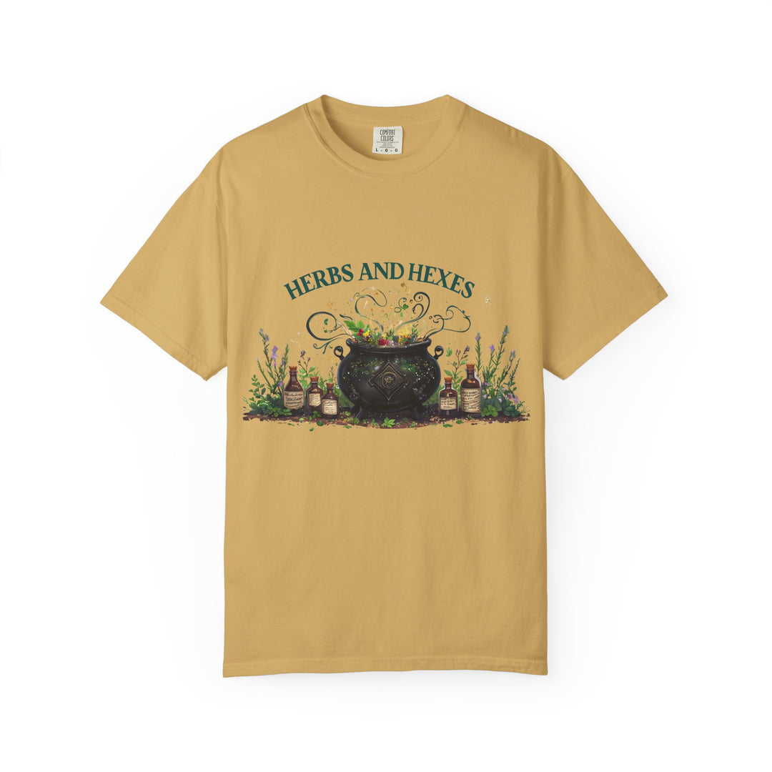 Herbs and Hexes TShirt Witchy Botanical Graphic Tee Magical Cauldron Shirt Halloween Herb Lover Gift Unisex Witch core Top- Ten & Timber