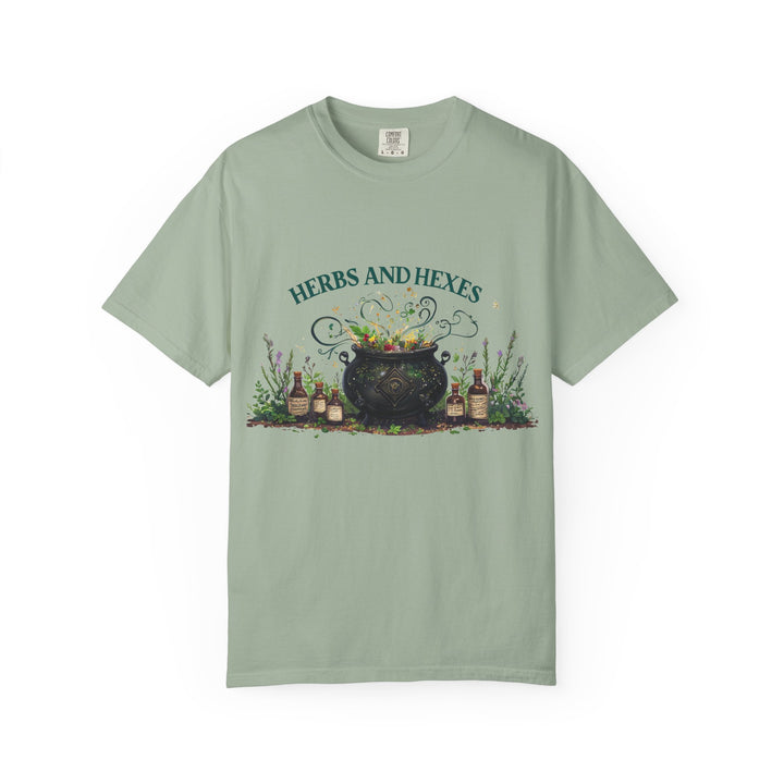 Herbs and Hexes TShirt Witchy Botanical Graphic Tee Magical Cauldron Shirt Halloween Herb Lover Gift Unisex Witch core Top- Ten & Timber