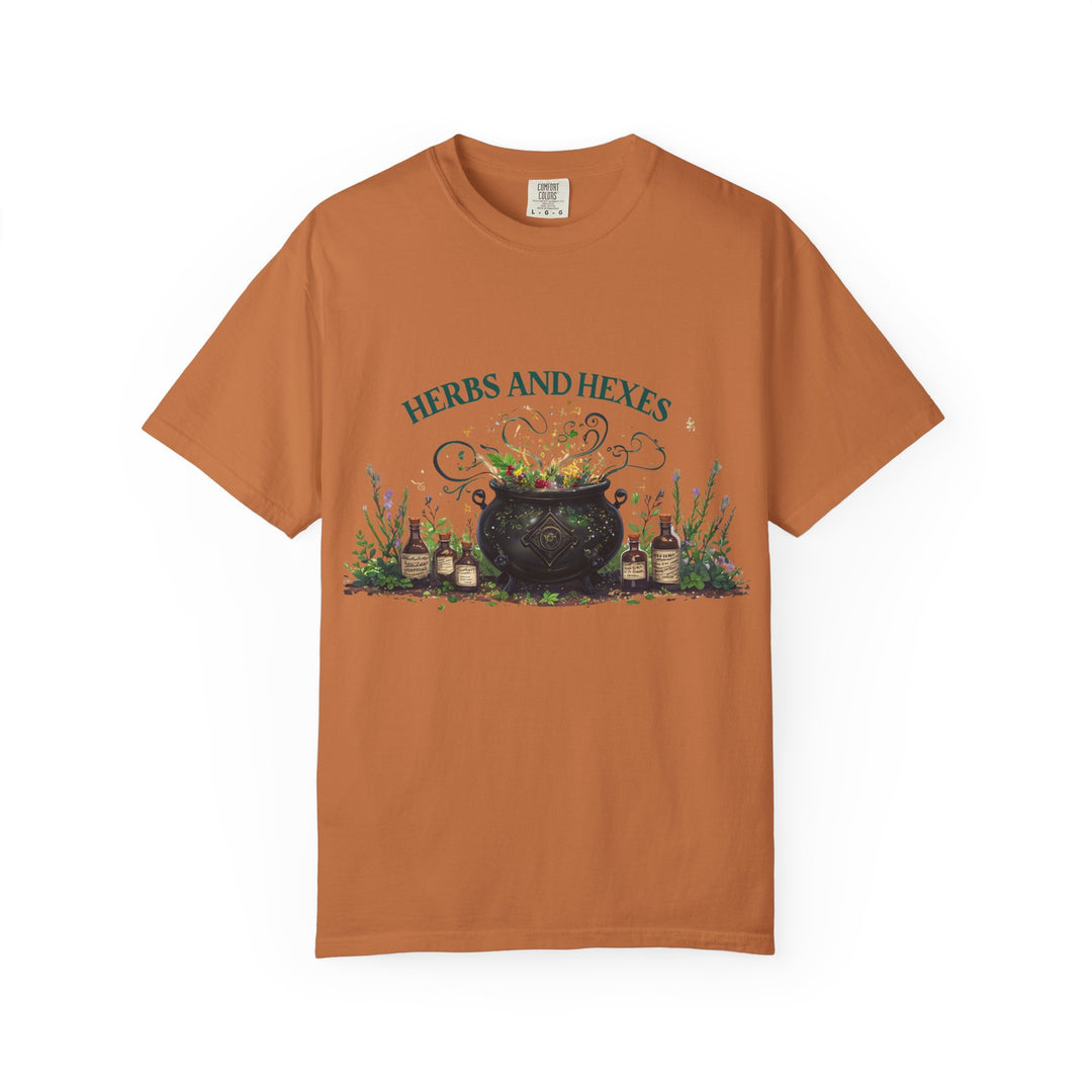 Herbs and Hexes TShirt Witchy Botanical Graphic Tee Magical Cauldron Shirt Halloween Herb Lover Gift Unisex Witch core Top- Ten & Timber