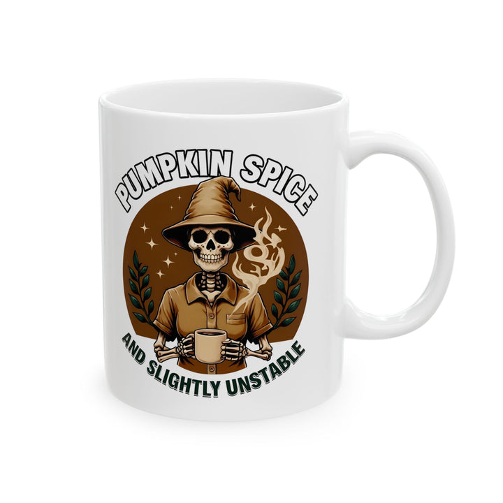 Pumpkin Spice & Slightly Unstable Mug Funny Skeleton Witch Coffee Cup Spooky Fall Halloween Drinkware for Pumpkin Spice Lovers- Ten & Timber