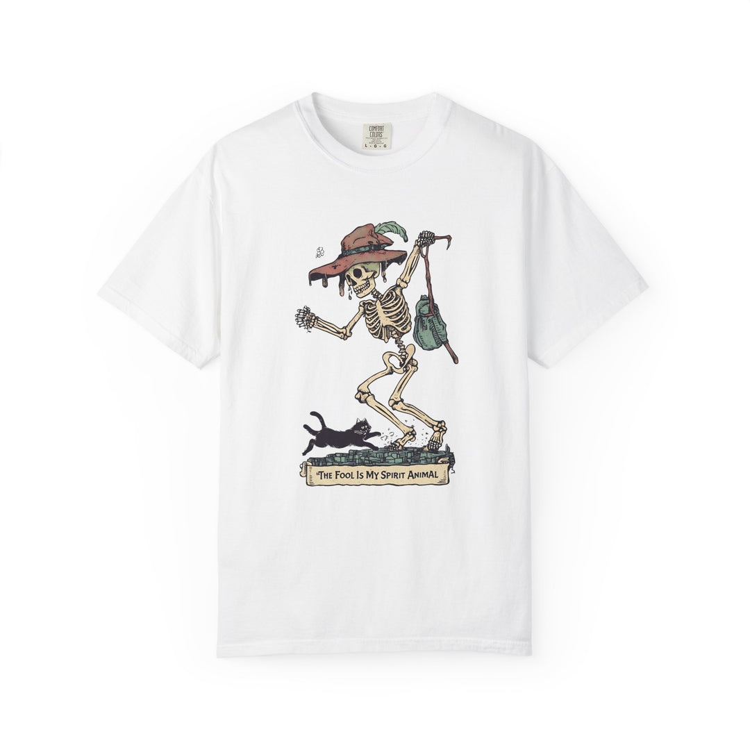 The Fool Is My Spirit Animal TShirt Skeleton Tarot Card Tee Witchy Goth Shirt Halloween Occult Graphic Unisex Top- Ten & Timber