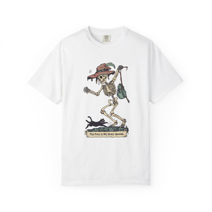 The Fool Is My Spirit Animal TShirt Skeleton Tarot Card Tee Witchy Goth Shirt Halloween Occult Graphic Unisex Top- Ten & Timber