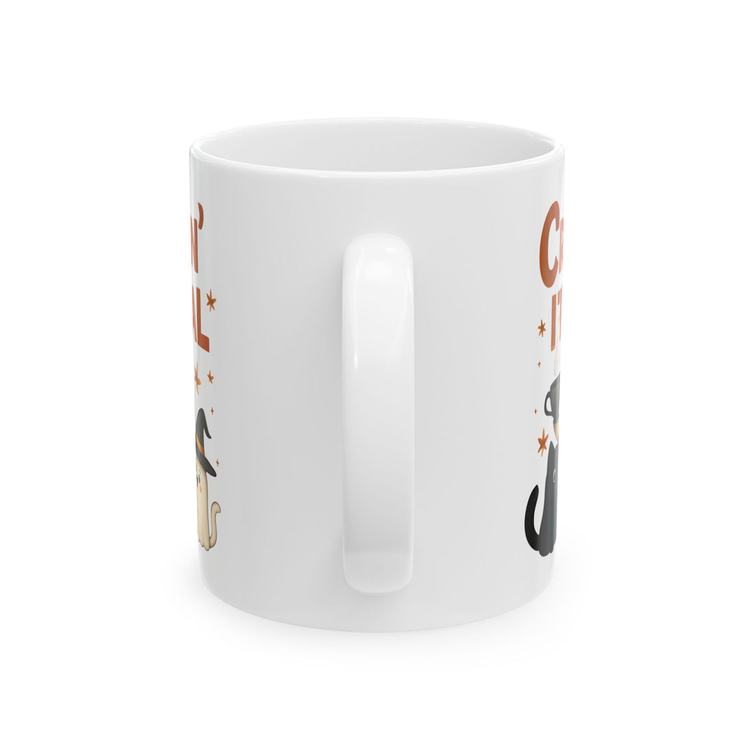 Creepin It Real Mug Cute Ghost, Cat and Pumpkin Coffee Cup Funny Halloween Fall Drinkware