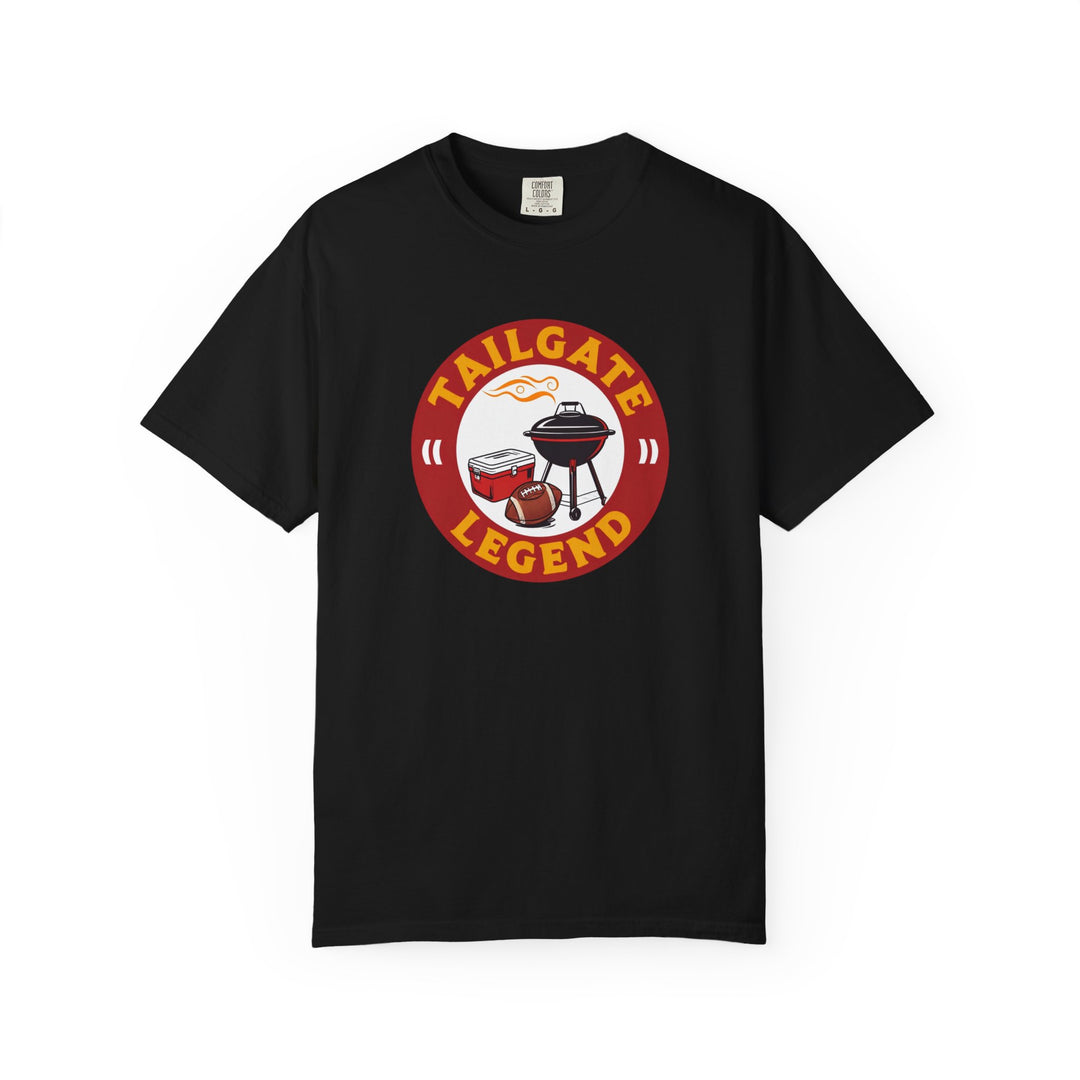 Tailgate Legend TShirt Funny Football Tailgating Tee with Grill Cooler and Football Graphic- Ten & Timber