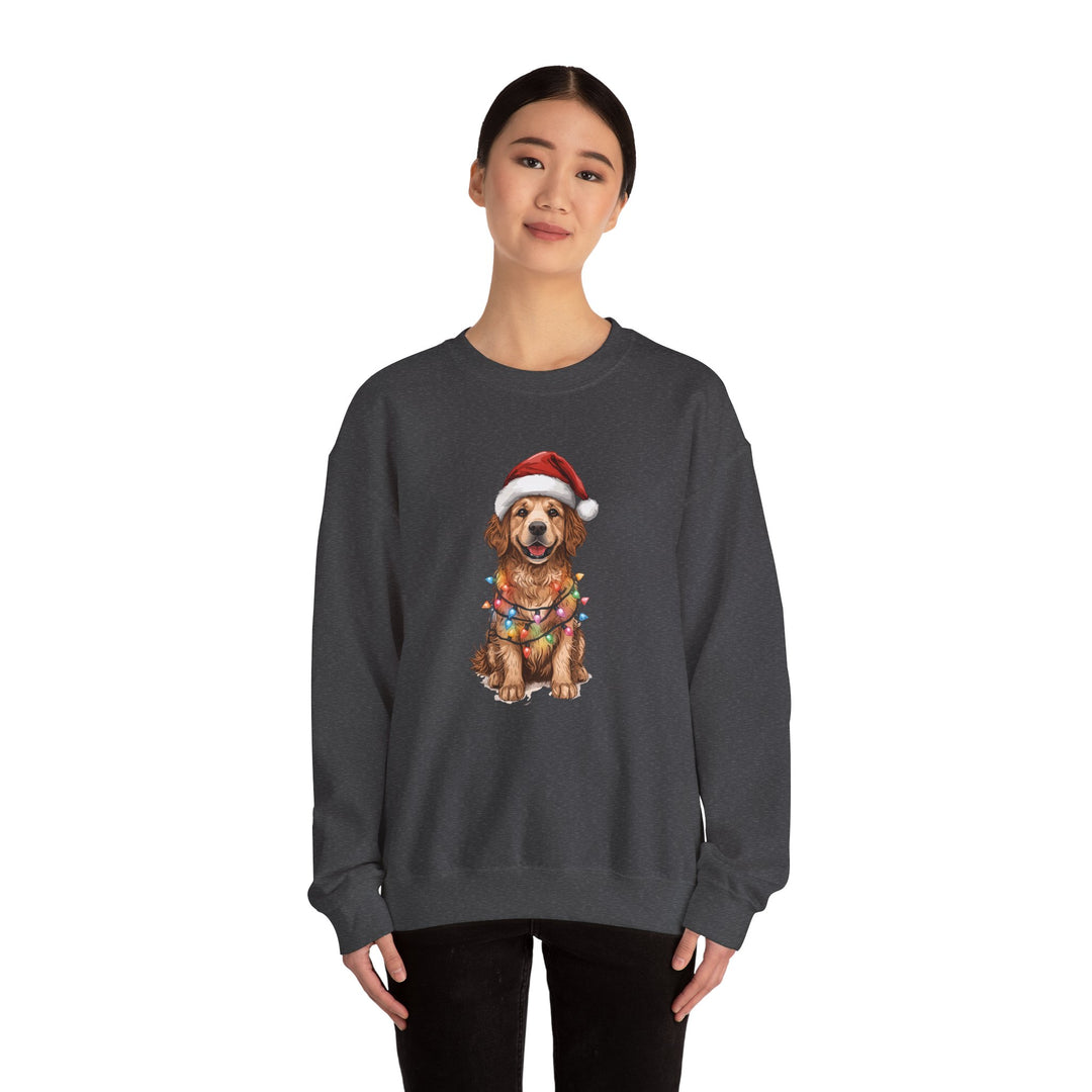 Golden Retriever Christmas Lights Sweatshirt | Cute Dog Santa Holiday Crewneck