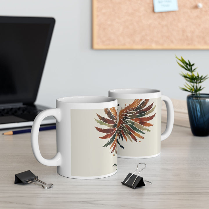 Rise Fierce, Rise Free Mug Boho Phoenix Wings Coffee Cup Inspirational Women Empowerment Gift- Ten & Timber