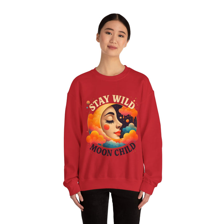 Stay Wild Moon Child Sweatshirt Boho Celestial Pullover Retro Cosmic Moon Crewneck Spiritual Starry Night Sweater- Ten & Timber
