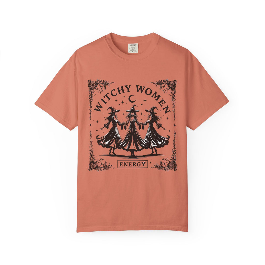 Witchy Women Energy T-Shirt, Unisex Garment-Dyed Tee, Boho Shirt, Halloween Apparel, Spiritual Gift, Tarot Lovers Top- Ten & Timber