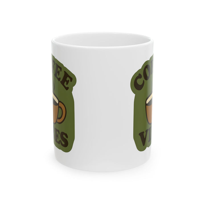 Coffee Vibes Mug Retro Green & Brown Coffee Cup Cute Gift for Coffee Lovers