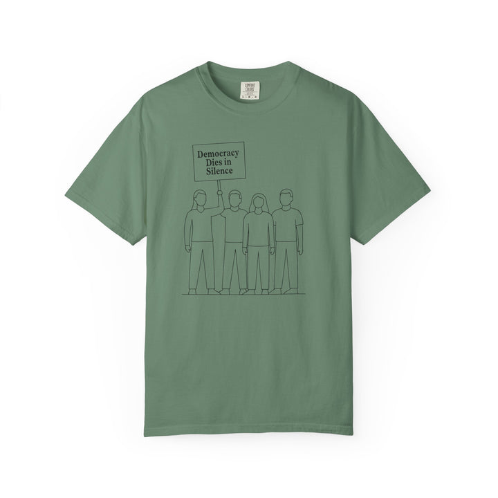 Democracy Dies in Silence T-Shirt – Minimalist Protest Graphic Tee for Free Speech- Ten & Timber