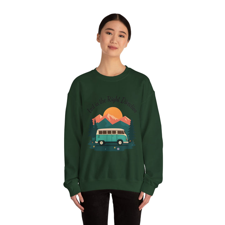 Lost in the Right Direction Sweatshirt Retro Adventure Van Camping Pullover Wanderlust Boho Travel Crewneck Nature Road Trip Hiking Shirt- Ten & Timber
