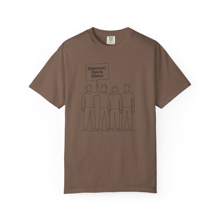 Democracy Dies in Silence T-Shirt – Minimalist Protest Graphic Tee for Free Speech- Ten & Timber