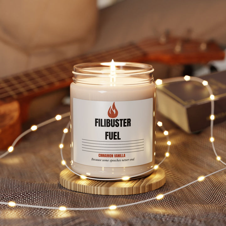 Filibuster Fuel Cinnamon Vanilla Candle  Political Satire Gift  Funny Government Humor Decor