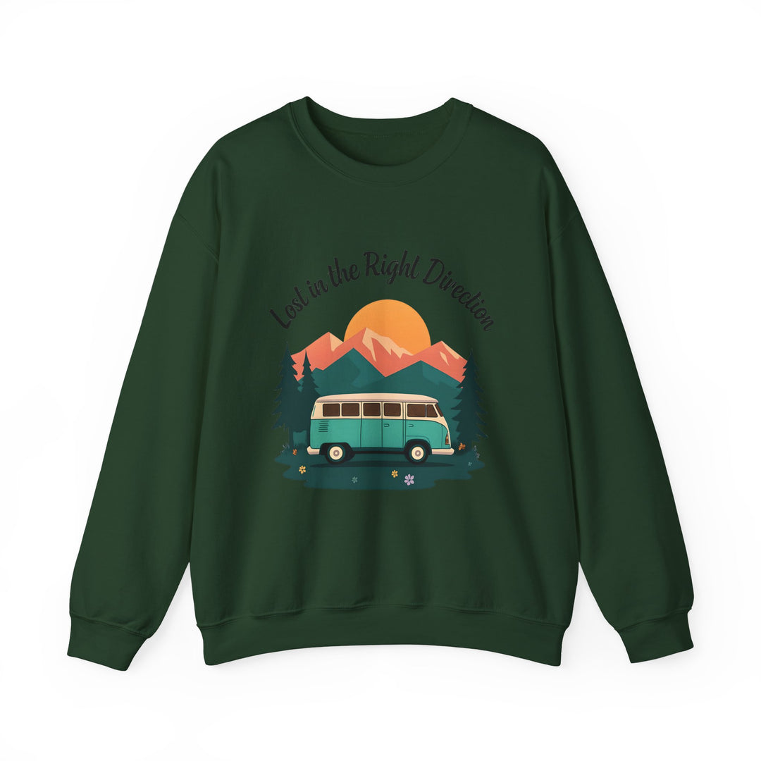 Lost in the Right Direction Sweatshirt Retro Adventure Van Camping Pullover Wanderlust Boho Travel Crewneck Nature Road Trip Hiking Shirt- Ten & Timber