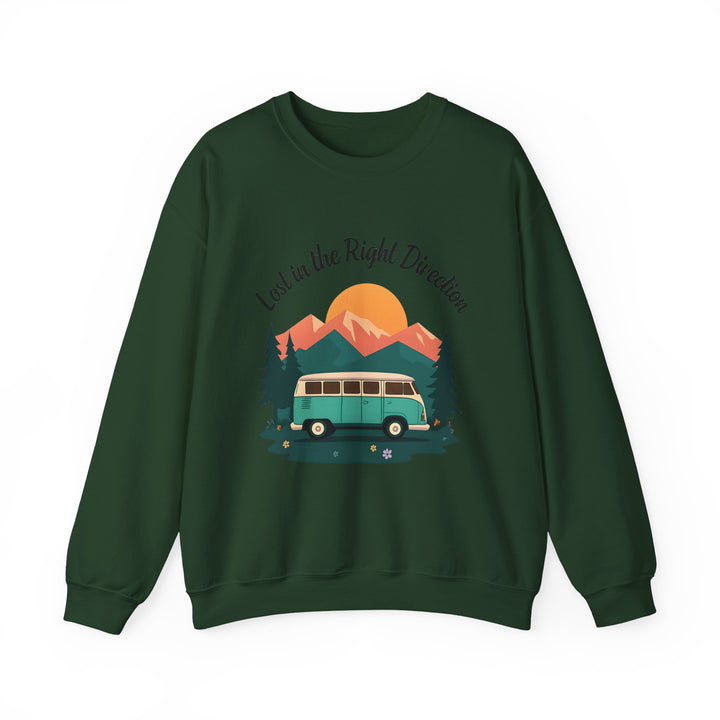 Lost in the Right Direction Sweatshirt Retro Adventure Van Camping Pullover Wanderlust Boho Travel Crewneck Nature Road Trip Hiking Shirt- Ten & Timber