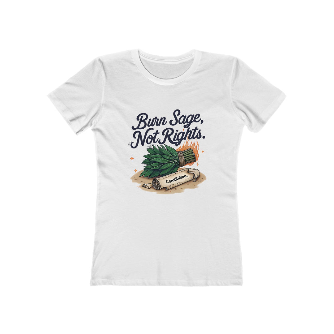 Burn Sage, Not Rights Women's Boyfriend Tee - Eco-Friendly Graphic T-Shirt, Perfect for Everyday Wear, Self-Care Gift, Spiritual [...]- Ten & Timber
