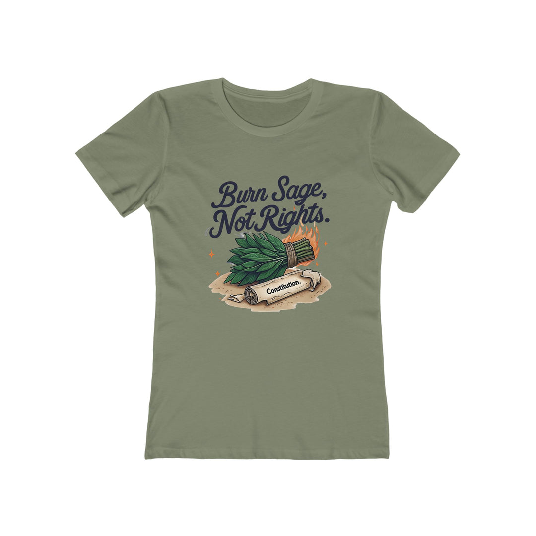 Burn Sage, Not Rights Women's Boyfriend Tee - Eco-Friendly Graphic T-Shirt, Perfect for Everyday Wear, Self-Care Gift, Spiritual [...]- Ten & Timber