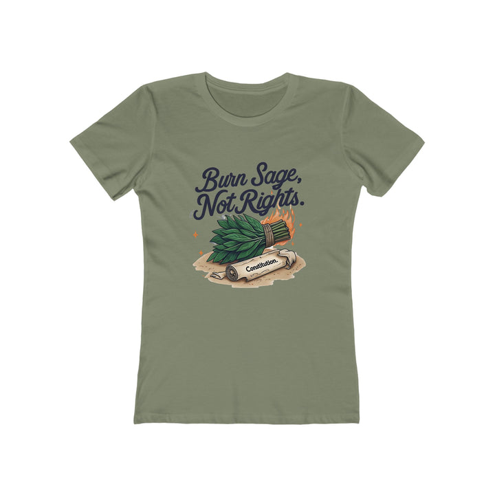 Burn Sage, Not Rights Women's Boyfriend Tee - Eco-Friendly Graphic T-Shirt, Perfect for Everyday Wear, Self-Care Gift, Spiritual [...]- Ten & Timber
