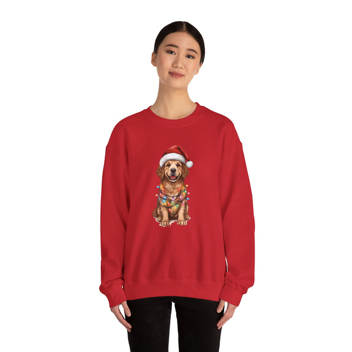 Golden Retriever Christmas Lights Sweatshirt | Cute Dog Santa Holiday Crewneck