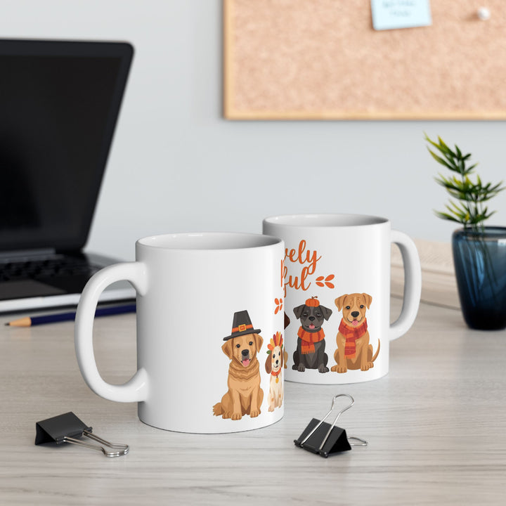 Pawsitively Thankful Fall Dog Mug, Cute Thanksgiving Coffee Cup, Autumn Dog Lover Gift- Ten & Timber