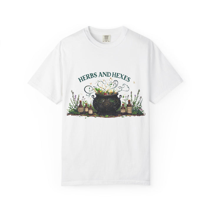 Herbs and Hexes TShirt Witchy Botanical Graphic Tee Magical Cauldron Shirt Halloween Herb Lover Gift Unisex Witch core Top- Ten & Timber