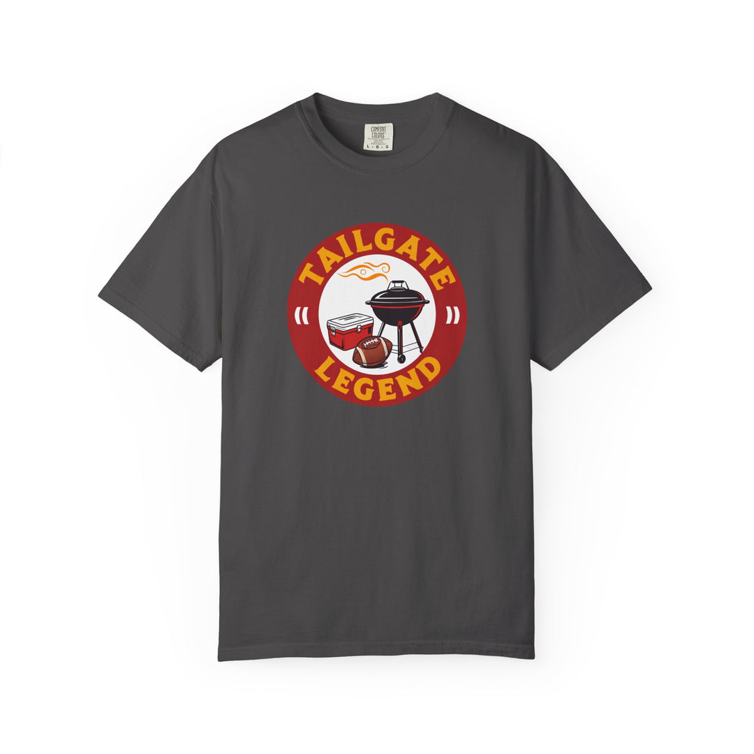 Tailgate Legend TShirt Funny Football Tailgating Tee with Grill Cooler and Football Graphic- Ten & Timber