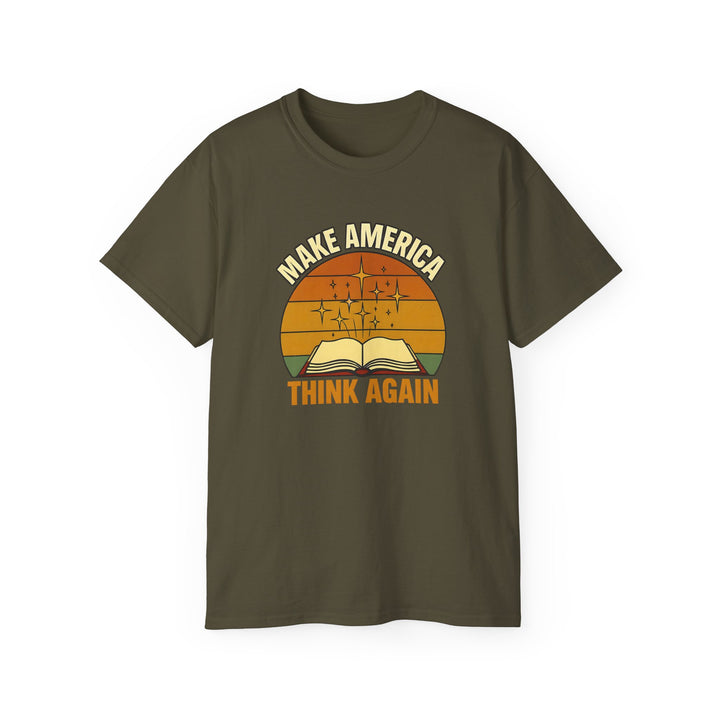 Retro Open Book Tee, Inspiring Smart Minds, Critical Thinking Shirt, Unisex Cotton TShirt, Truth Over Noise Graphic Tee, Sunset Curiosity- Ten & Timber
