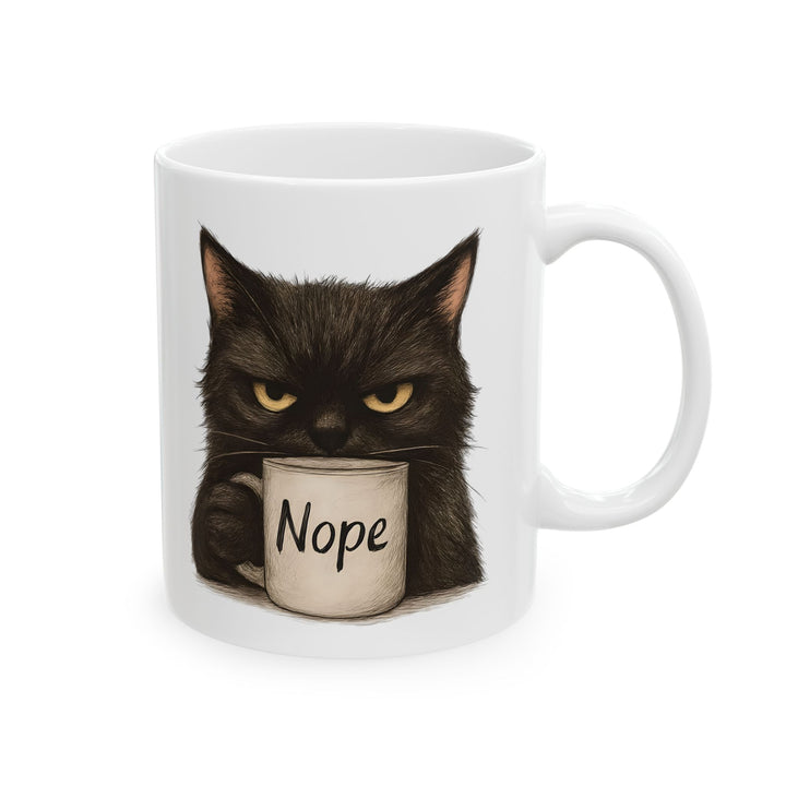 Funny Grumpy Cat 'Nope' Mug Sarcastic Coffee Cup Cute Black Cat Lover Gift- Ten & Timber