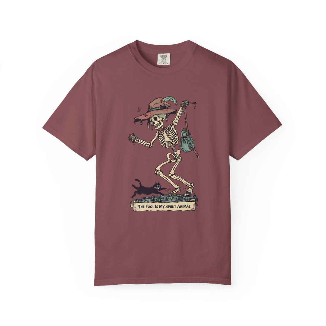 The Fool Is My Spirit Animal TShirt Skeleton Tarot Card Tee Witchy Goth Shirt Halloween Occult Graphic Unisex Top- Ten & Timber